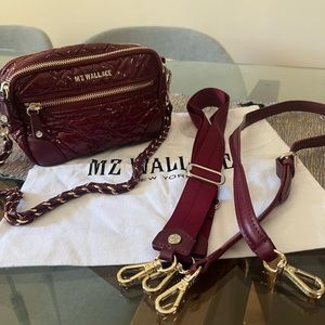 MZ Wallace quilted burgundy cross body bag